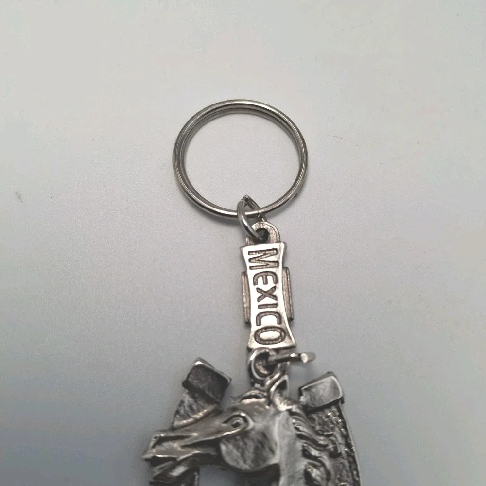 Lucky Horseshoe Horse Head Metal Keychain Charm Souvenir Mexico Rugged‎ Western